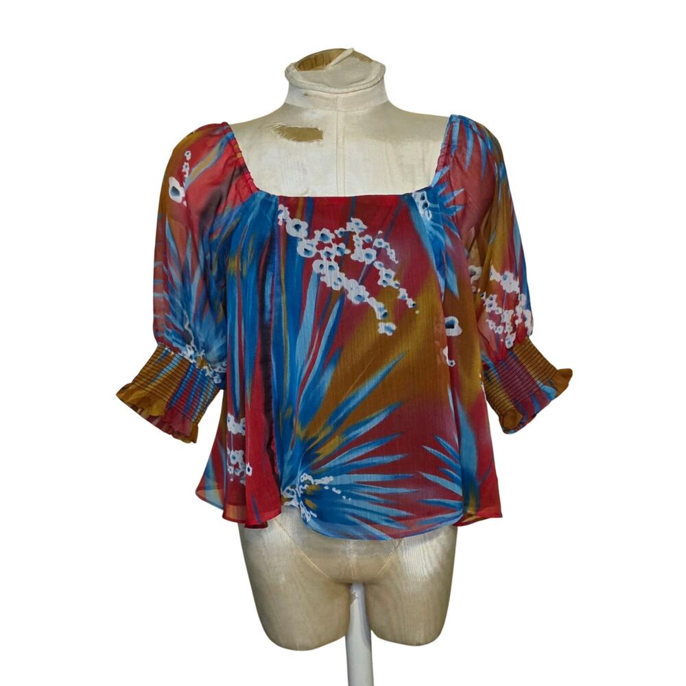 Walter Baker Woman`s Drea Top Size‎ XL Multicolor Back Lace Boho Hippie